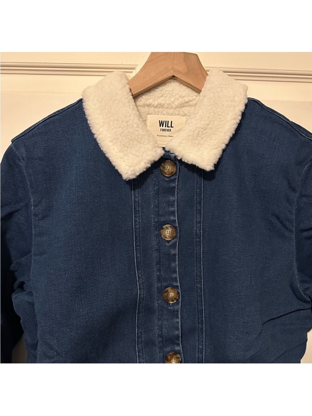 Sezane | Jacket | Will Jacket Indigo Faux Sheepskin Collar - Picture 7 of 14